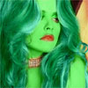 Alicia Silver Stone transformed into an Orion Slave Girl (green skinned women of Star Trek)