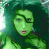 Amy Weber transformed into an Orion Slave Girl (green skinned women of Star Trek)