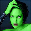 Angelina Jolie transformed into an Orion Slave Girl (green skinned women of Star Trek)