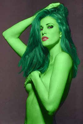 angie everhart transformed into an Orion Slave Girl (green skinned women of Star Trek)