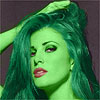 angie everhart  transformed into an Orion Slave Girl (green skinned women of Star Trek)