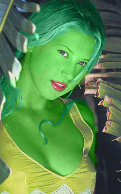 Anna Kournikova transformed into an Orion Slave Girl (green skinned women of Star Trek)
