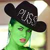 carmen electra transformed into an Orion Slave Girl (green skinned women of Star Trek)
