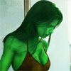Charisma Carpenter transformed into an Orion Slave Girl (green skinned women of Star Trek)