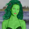 Christy Turlington transformed into an Orion Slave Girl (green skinned women of Star Trek)