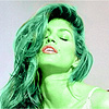 Cindy Crawford transformed into an Orion Slave Girl (green skinned women of Star Trek)