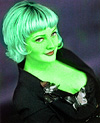 Drew Barrymore  transformed into an Orion Slave Girl (green skinned women of Star Trek)