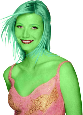 Gwyneth Paltrow transformed into an Orion Slave Girl (green skinned women of Star Trek)