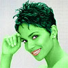 Halle Berry transformed into an Orion Slave Girl (green skinned women of Star Trek)
