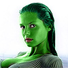 Heidi Klum transformed into an Orion Slave Girl (green skinned women of Star Trek)