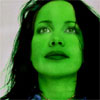 Jaenine Garaefelo  transformed into an Orion Slave Girl (green skinned women of Star Trek)
