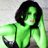 Jenny McCarthy  transformed into an Orion Slave Girl (green skinned women of Star Trek)