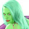 Jeri Ryan transformed into an Orion Slave Girl (green skinned women of Star Trek)