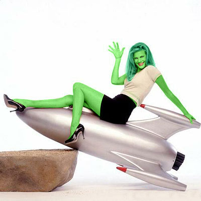 Kristen Johnson transformed into an Orion Slave Girl (green skinned women of Star Trek)