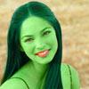 kristin kreuk  transformed into an Orion Slave Girl (green skinned women of Star Trek)