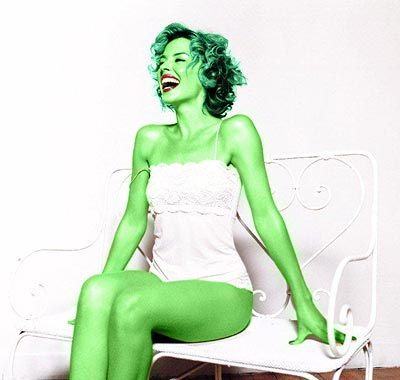 kylie minoguetransformed into an Orion Slave Girl (green skinned women of Star Trek)