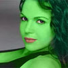 lana parilla transformed into an Orion Slave Girl (green skinned women of Star Trek)