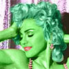 madonna  transformed into an Orion Slave Girl (green skinned women of Star Trek)