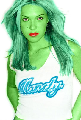 Mandy Moore transformed into an Orion Slave Girl (green skinned women of Star Trek)