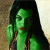 Milla Jojovich transformed into an Orion Slave Girl (green skinned women of Star Trek)
