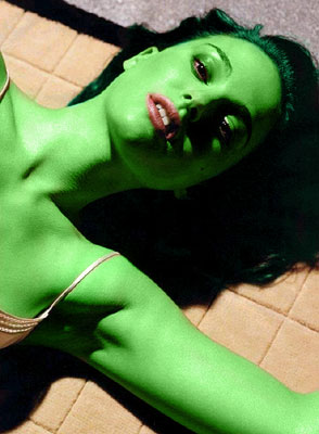  natalie portman transformed into an Orion Slave Girl (green skinned women of Star Trek)