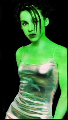 Lacey Chabert transformed into an Orion Slave Girl (green skinned women of Star Trek)