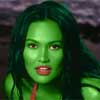 tia carrere transformed into an Orion Slave Girl (green skinned women of Star Trek)
