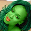 Tyra Bankstransformed into an Orion Slave Girl (green skinned women of Star Trek)