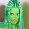 Winona Ryder transformed into an Orion Slave Girl (green skinned women of Star Trek)